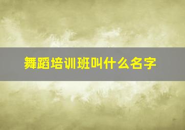 舞蹈培训班叫什么名字