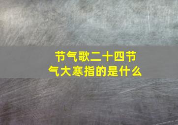 节气歌二十四节气大寒指的是什么