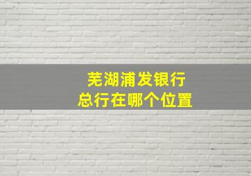 芜湖浦发银行总行在哪个位置