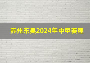 苏州东吴2024年中甲赛程