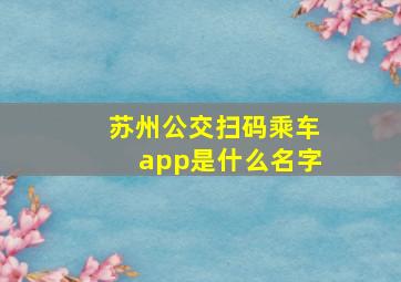 苏州公交扫码乘车app是什么名字