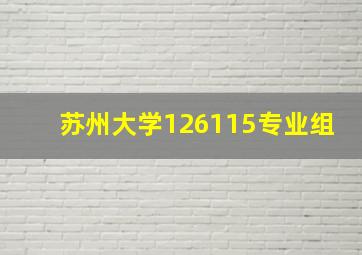 苏州大学126115专业组