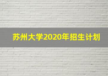 苏州大学2020年招生计划