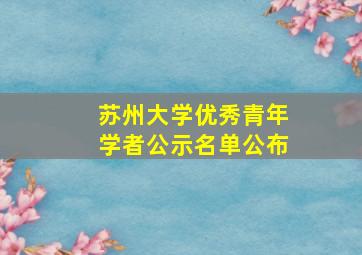 苏州大学优秀青年学者公示名单公布