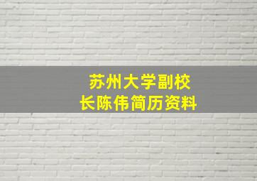 苏州大学副校长陈伟简历资料