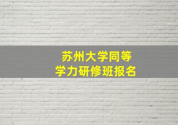 苏州大学同等学力研修班报名