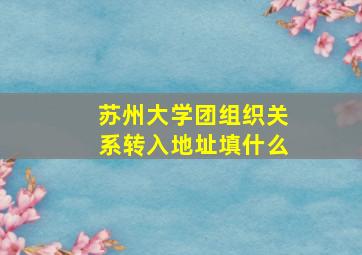 苏州大学团组织关系转入地址填什么