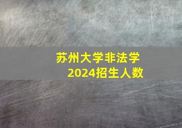 苏州大学非法学2024招生人数