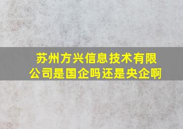 苏州方兴信息技术有限公司是国企吗还是央企啊