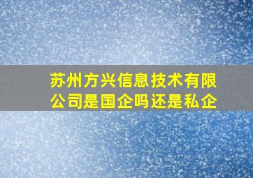 苏州方兴信息技术有限公司是国企吗还是私企