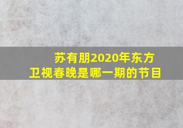 苏有朋2020年东方卫视春晚是哪一期的节目