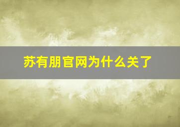 苏有朋官网为什么关了