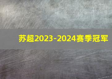 苏超2023-2024赛季冠军