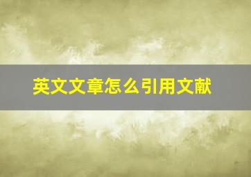 英文文章怎么引用文献