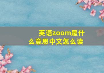 英语zoom是什么意思中文怎么读