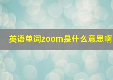 英语单词zoom是什么意思啊