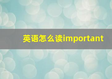 英语怎么读important