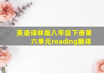 英语译林版八年级下册第六单元reading翻译