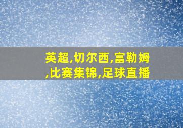 英超,切尔西,富勒姆,比赛集锦,足球直播