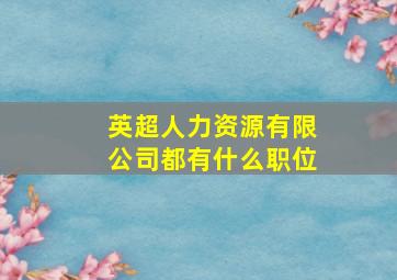 英超人力资源有限公司都有什么职位