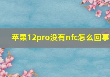 苹果12pro没有nfc怎么回事