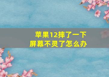 苹果12摔了一下屏幕不灵了怎么办