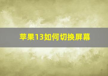 苹果13如何切换屏幕