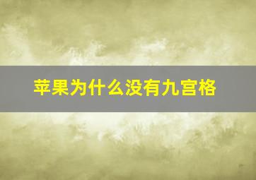 苹果为什么没有九宫格