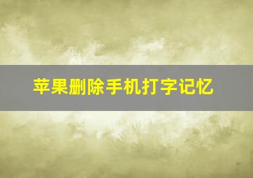 苹果删除手机打字记忆