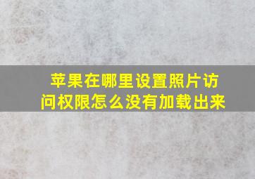 苹果在哪里设置照片访问权限怎么没有加载出来