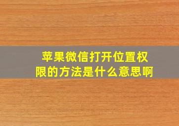 苹果微信打开位置权限的方法是什么意思啊