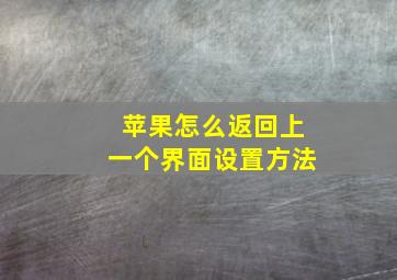 苹果怎么返回上一个界面设置方法