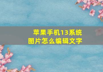 苹果手机13系统图片怎么编辑文字