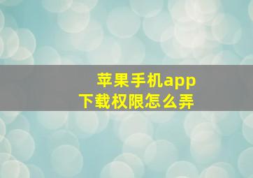 苹果手机app下载权限怎么弄