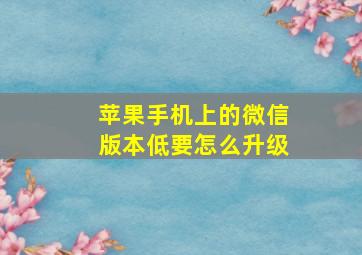 苹果手机上的微信版本低要怎么升级