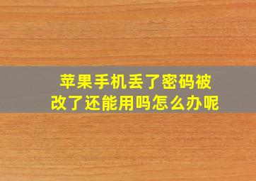 苹果手机丢了密码被改了还能用吗怎么办呢