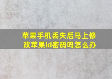 苹果手机丢失后马上修改苹果id密码吗怎么办