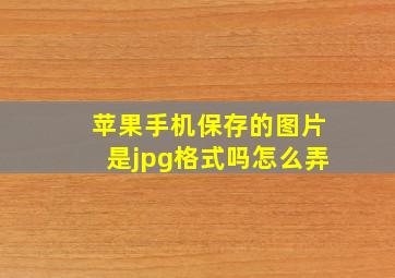 苹果手机保存的图片是jpg格式吗怎么弄