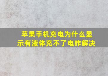 苹果手机充电为什么显示有液体充不了电咋解决