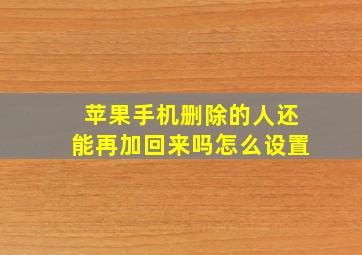 苹果手机删除的人还能再加回来吗怎么设置