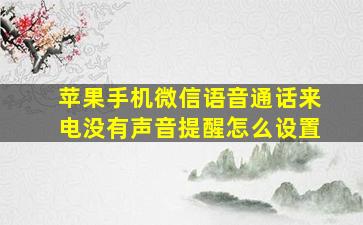 苹果手机微信语音通话来电没有声音提醒怎么设置