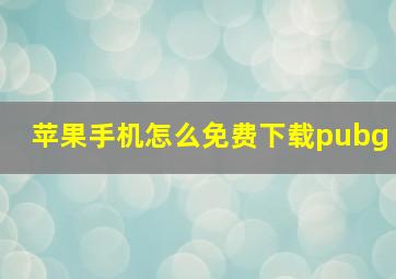 苹果手机怎么免费下载pubg