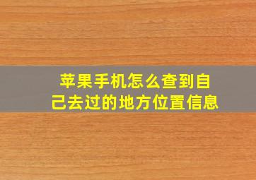 苹果手机怎么查到自己去过的地方位置信息