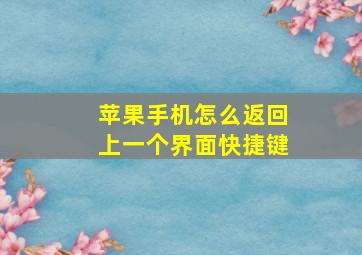 苹果手机怎么返回上一个界面快捷键