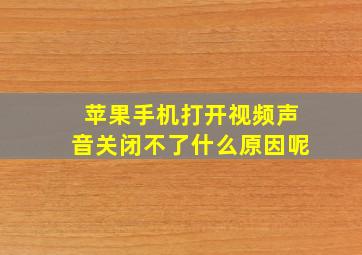 苹果手机打开视频声音关闭不了什么原因呢