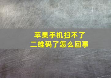 苹果手机扫不了二维码了怎么回事