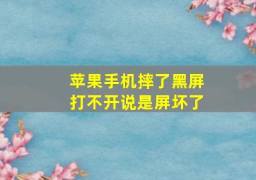 苹果手机摔了黑屏打不开说是屏坏了