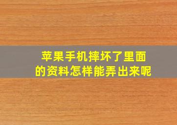 苹果手机摔坏了里面的资料怎样能弄出来呢