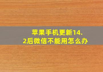 苹果手机更新14.2后微信不能用怎么办