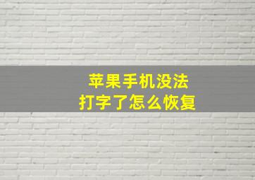 苹果手机没法打字了怎么恢复